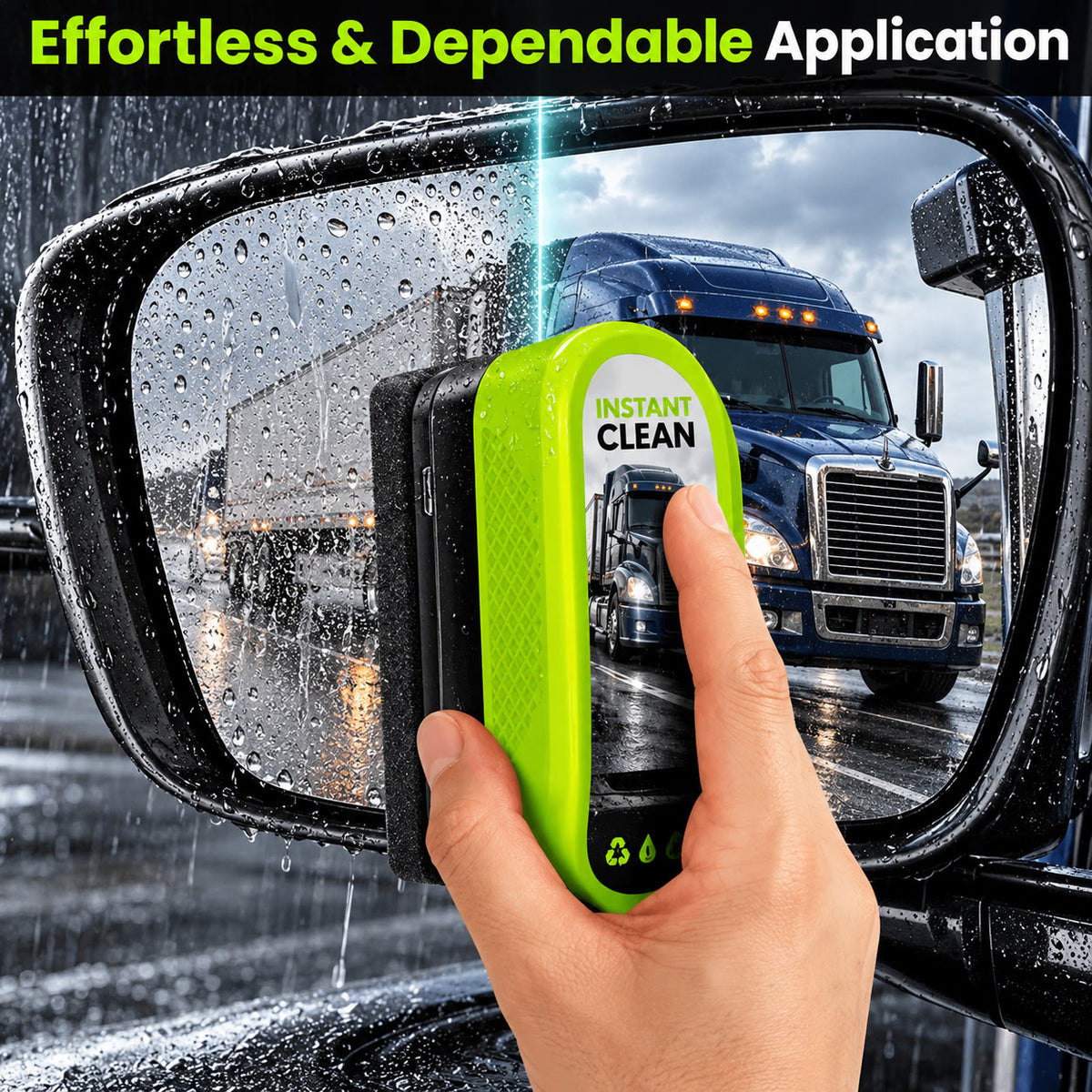 Applying the treatment by hand at a truck stop